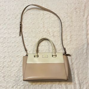 Kate Spade White and Pink Leather Cross Body Purse with Detachable Strap